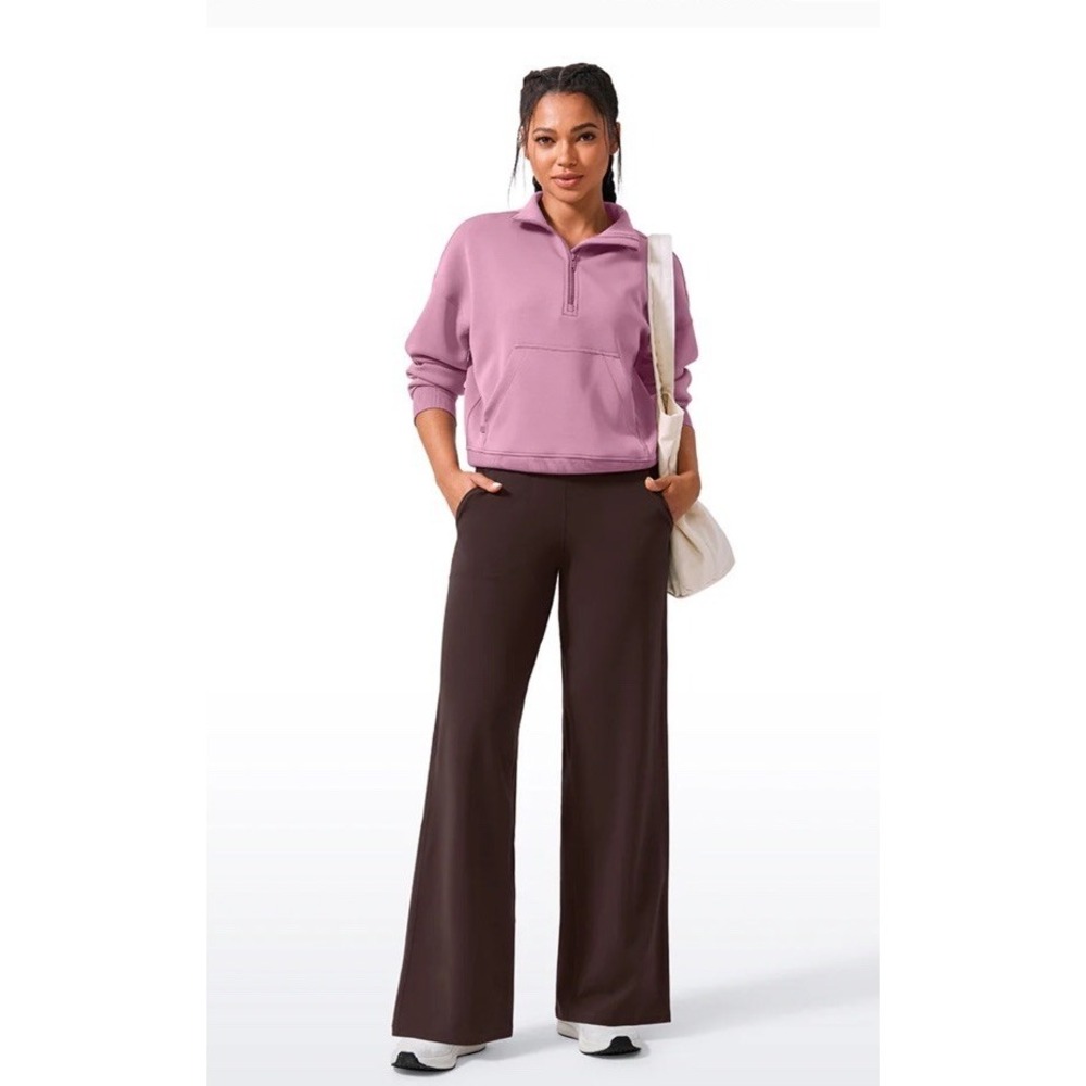 CRZ Yoga Butterlift High Rise Pocket Pant 33" Size XS Wide Leg Chocolate Brown